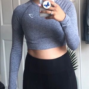 GYMSHARK long sleeve crop top Steel blue